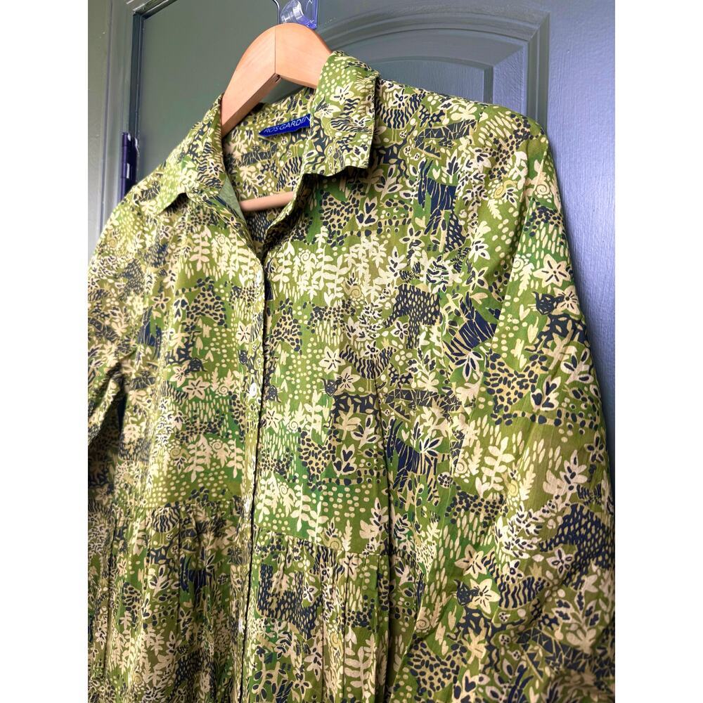NWT Ro's Garden Jinette Maxi Animal Print Shirt Dress Jungle Tiger Green XS - Picture 3 of 6